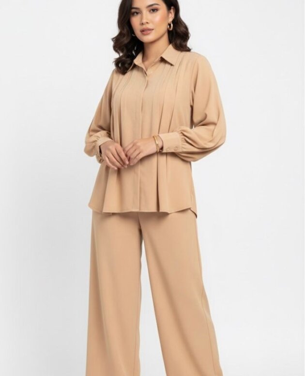 Mocca Pleated Co-Ord (2 Piece)
